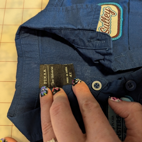 Pixar Our Universe BoxLunch Monster's Inc mechanic's shirt boys 4t - Picture 2 of 4